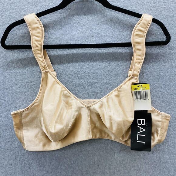 Bali Bra Womens 42C Nude Beige Style 3384 Full Coverage Seamed Cups NWT Comfort - Picture 1 of 5
